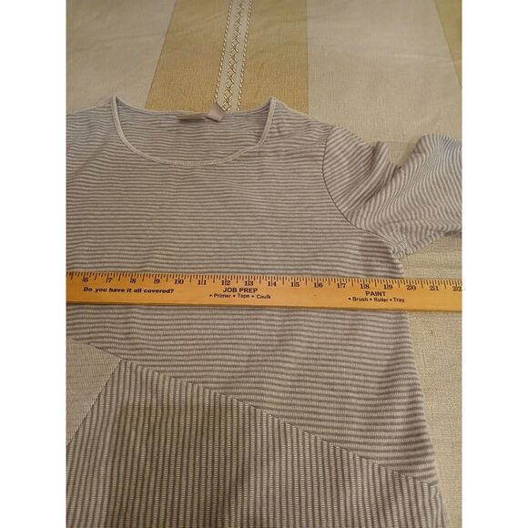 Chico's Women's LARGE Cotton Blend Gray Striped Light Sweater Top - Picture 11 of 12